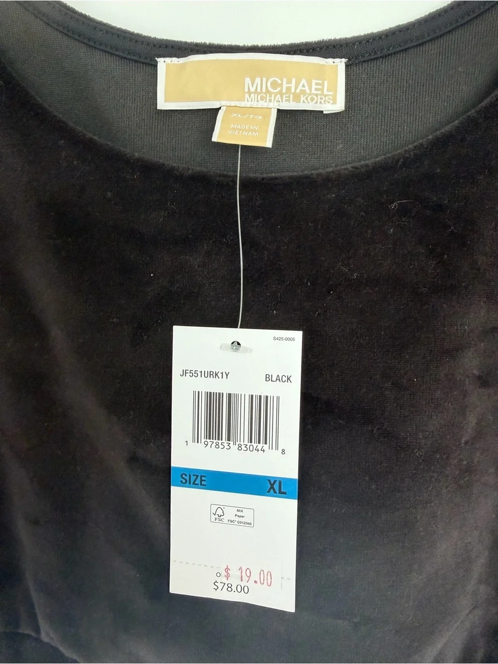 Michael Kors Black Velvet MK Patch Crop Tank